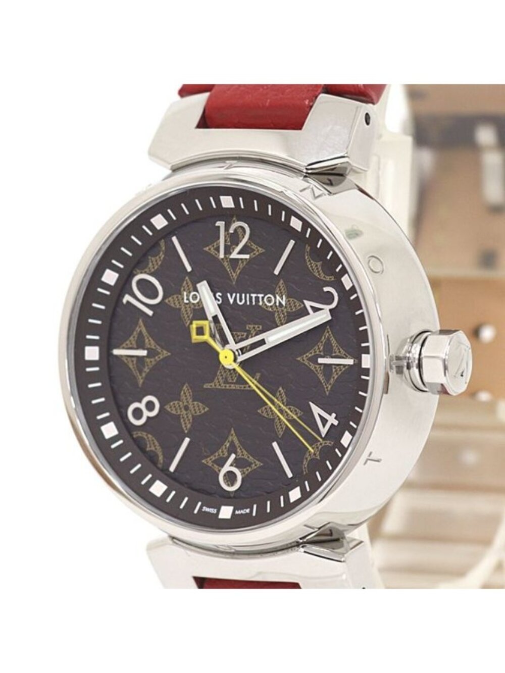 Louis Vuitton Watch Tambour Monogram Brown Dial Quartz Polished